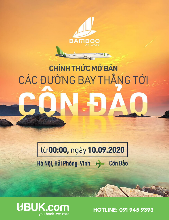 BAMBOO AIRWAYS MỞ ĐƯỜNG BAY TỚI CÔN ĐẢO TỪ NGÀY 10/09/2020