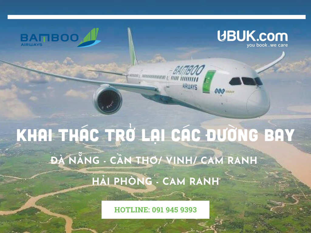 BAMBOO AIRWAYS KHAI THÁC LẠI MỘT SỐ ĐƯỜNG BAY TỪ ĐÀ NẴNG VÀ HẢI PHÒNG TỪ 12/10/2020