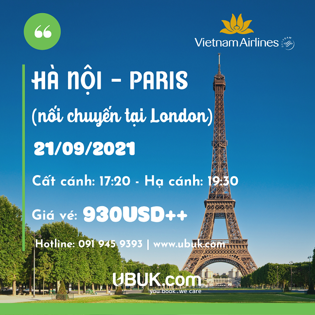 VIETNAM AIRLINES MỞ BÁN CHUYẾN BAY TỚI LONDON VÀ PARIS NGÀY 21/09/2021