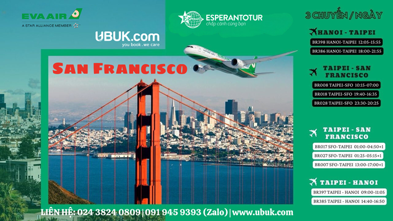 BAY ĐẾN SANFRANCISCO CÙNG EVA AIR