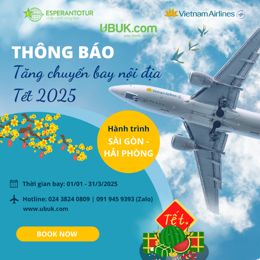 VIETNAM AIRLINES TĂNG CƯỜNG CHUYẾN BAY TP HỒ CHÍ MINH - HẢI PHÒNG DỊP TẾT 2025