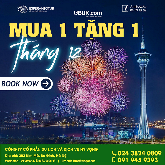 MUA 1 TẶNG 1 CHUYẾN BAY KHỨ HỒI VIỆT NAM - MACAU